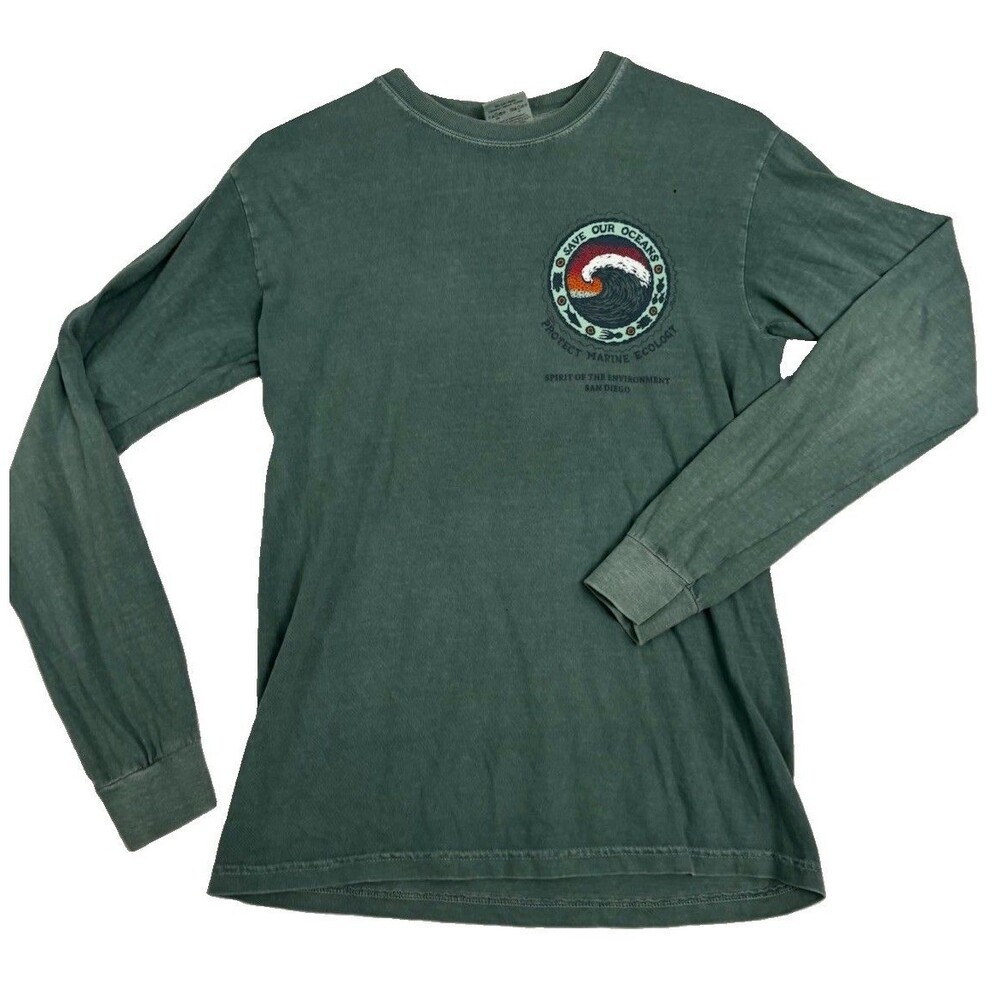 Comfort Colors Save Our Oceans Marine Ecology San Diego Long Sleeve Shirt S Gree